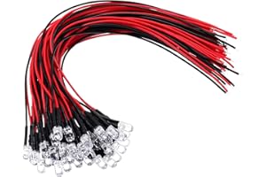 PATIKIL 5mm LED Diode Light, 40 Pcs 3V DC Pre Wired Mini LED Lights Bulb Light-emitting Lamp for RC DIY Indicator Lighting, Cold White Light