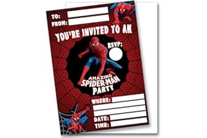 Shmaki Spiderman Birthday Party Invitations Invites Boy And Girl Children Kids Pack With Envelopes (10 Pack)
