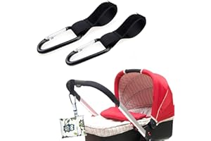 RUNFENG Pack 2 Ganchos Carro Bebe Universal,Ganchos Carrito Bebe,Accesorios Carrito Bebe,Gancho Carrito Bebe,Ganchos para Carro Bebe,Mosqueton Carro Bebe,Colgador Bolsas, Ganchos Carro Bebé-Negro