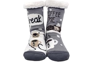LOFIR Chaussettes Chaussons Femme Chaussettes Chaudes pour Hiver, Chaussons Antidérapants à la Maison Femme Fille Noël Modèle Épais, Bas Thermiques à Motif Animal, taille 35-41, 1 paire