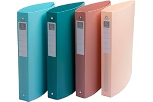 Exacompta - Réf. 51470E - Paquet de 4 classeurs semi-rigides Skandi - PP recyclé - 4 anneaux ronds - dos 40 mm - Format extérieur : 32x26,8 cm - Format à classer A4 Maxi - 4 couleurs assorties