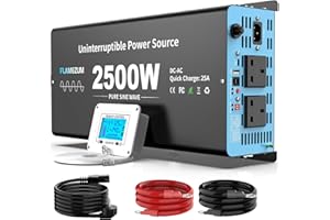 FLAMEZUM 2500W Inverter 12v to 240v Pure Sine Wave with UPS Function,Off-grid Power Converter Uninterrupted Power Supply,with LCD Remote Control for Home,Office,Travel, Camping,Backup System for Power Outage