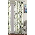 Home Sizzler 3D Flower 1 Piece Green Long Door Curtain, 9 feet