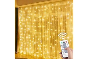 Kawaology Rideaux Lumineux LED Guirlande Lumineuse, 3m × 3m 300 Rideaux Lumineux LED USB Guirlande Lumineuse 8 Modes avec Télécommande pour Éclairage de Décoration Intérieure Lumières