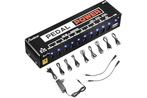 Asmuse Alimentation Pédale Guitare Noiseless 10 Sorties avec Port de Charge USB Intégré pour 9V 12V 18V Pedale Effet Guitare Électrique