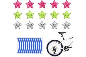 NINVVS 15 pieces of color bicycle spoke clips, starts with reflectors, bicycle safety accessories, wheel wire clips, night bicycle decoration clips, with 1 blue bicycle rim reflective sticker