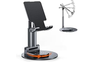 Stojak na telefon komórkowy BHHB 360° Uchwyt na Telefon Regulowany składany aluminiowy uchwyt na telefon na biurko Kompatybilny z iPhone Galaxy Huawei Redmi (Czarny)