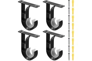 XINGWENHAO 4 Pzs Soporte Barra Cortina, Soporte para Barra Cortina, Soporte Cortinas Pared, Soporte Poste de Cortina, Soportes de Poste de Cortina de Pared de Metal para Barras de Cortina de 25 mm a 40 mm