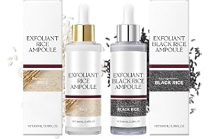 KENMOHUO Peel Shot Glow Rice Ampoule, 2Pack White & Black Rice Gentle Exfoliating Scrub for Face & Body, Helps Clear Blackheads & Dead Skin, Pore Care, All Skin Types (100ml*2)