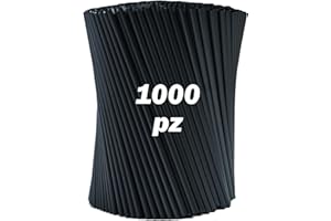 CHEFPAC 1000 Cannucce Nere Biodegradabili - lunghe 21 cm x 7 mm - Cannucce compostabili uguali a quelle di plastica adatte per cocktail, bar e catering. Resistenti fino a 40 gradi