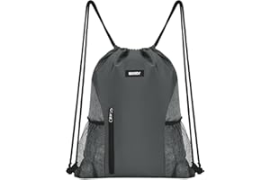 WANDF Plecak ze ściągaczem, worek gimnastyczny, wodoszczelny, nylonowy, z kieszenią zewnętrzną, regulowany ściągacz, worek gimnastyczny dla kobiet i mężczyzn, do uprawiania sportu i jogi