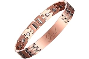 BioMag Pure Copper Braccelet for Men Magnetic Bracelet Adjustable Wristband with Link Removal Tool (Wheat pattern)
