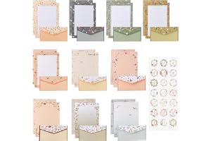 90 stycken brevpapper kuvert, blommiga skolbrevpapper, A5-kuvert, stationärt papper, blommönster, vackert brevpapper för flickor med texten "Thank You"