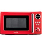 Salco Magnetron 2-in-1 | retrostijl | inhoud 23 l | 900 W | 12 programma's inclusief ontdooien en verwarmen | Expressfunctie | draaiplateau en grillrooster inbegrepen | rood metallic