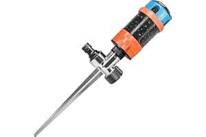 GRÜNTEK Circular Sprinkler on metal spike. Sector sprinkler lawn sprinkler settings 30 °- 360 ° for large surfaces and optimal garden irrigation. Covers up to 452 m².