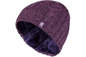 HEAT HOLDERS - Womens Thermal Fleece Lined Cable Knit Winter Beanie Hat 3.4 tog