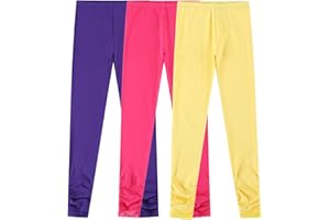 Bienzoe Ragazze Knit Cotone Allungare Uniforme Scolastica 3 Leggings Pacco