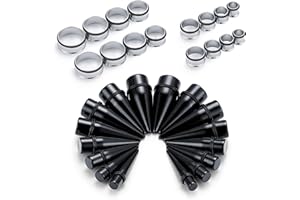 Funseedrr 32 unids Kit de Camillas de Oído Acrílico Tapers Tapones de Acero Quirúrgico Túnel Grandes Medidores Conjunto Piercing Joyería 10mm-24mm