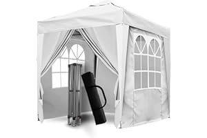 SANHENG Carpa desplegable con pesas, totalmente impermeable, para todo tipo de clima, ideal para fiestas al aire libre, campamento (2 x 2 m, blanco)