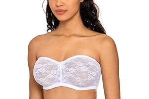 Dobreva Biustonosz damski bez ramiączek z fiszbinami z koronki Dirndl Bandeau z przezroczystymi ramiączkami