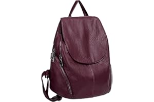 UTO Femme Sac porté Dos épaule Rabat Spacieux Vogue Durable Cuir Synthétique Similicuir Souple Courant Rouge