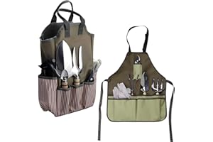 PTJJXA Bolsa de Herramientas de Jardín, Bolsa de Almacenamiento de Herramientas de Jardín con 8 Bolsillos, 38x25x9cm, Oxford Delantal de jardín 45x55cm para Jardinería(Sin Herramientas)