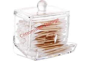 Luxspire Acrylic Cotton Bud Holder, Q-Tip cottonswab Storage Dispenser, Clear Cotton Ball Swab Holder Cotton Bud Storage Box, Cosmetics Makeup Storage Holder Box Organizer Container with Lid, Clear