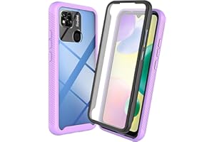 ILING Funda para Xiaomi Redmi 10A/Xiaomi Redmi 9C/Redmi 9C NFC, 360° Protección Transparente Antigolpes Ultradelgado Carcasa, Rugerizada Estuche con Protector de Pantalla Incorporado(Púrpura Ligera)