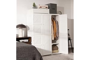 CASART Folding Closet, 8/12/15 Cubes Clothes Organiser Wardrobe, Portable DIY Plastic Cabinet Storage Units for Shirts Garments Shoes Toys Books (12 Cubes+2 Hanging Rails)