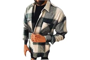 Duohropke Camicia in flanella da uomo a maniche lunghe, a quadri, per il tempo libero, a maniche lunghe, vestibilità normale, da lavoro, a quadri, giacca invernale