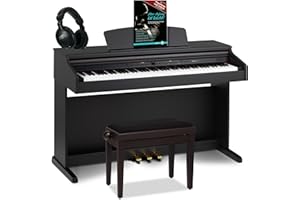 ‎CLASSIC CANTABILE Classic Cantabile DP-50 RH E Piano - Digital Piano 88 Tasten mit Hammermechanik, 14 Voices, Kopfhöreranschlüsse, USB, 3 Pedale, Notenhalter - inkl. Pianobank, Kopfhörer, Klavierschule - Rosenholz