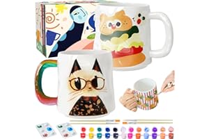 Roaxkois Keramik Bemalen Set | Tassen Bemalen Set Enthält Tassen, Pinsel, Farben und Anleitung zum Malen | Töpferset für Zuhause | Bastelset Erwachsene