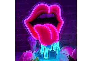Flixyticy Enseigne Lumineuse Néon Lips, Enseigne lumineuse Tongue LED à suspendre pour chambre d'enfant, décoration murale, fête, anniversaire, cadeau (Lips)
