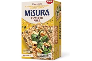 Misura Multicereali Croccanti ai 5 Cereali – Crackers con Semi di Zucca, Sesamo e Quinoa, Ricchi di Fibre, Contiene 8 Fette, Confezione Richiudibile Salvafreschezza da 200 gr