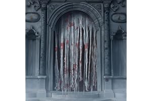 Topzora Cortina para puerta de Halloween, 100 × 200 cm, diseño de jirones sangrientos, suave y recortable, decoración espeluznante para puertas y ventanas, pasillo, sala de fiestas, para fiestas de