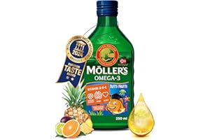 MÖLLER'S Moller’s ® | Huile de foie de morue enfant oméga 3 | Compléments alimentaires oméga-3 avec EPA, DHA, vitamines A, D et E | Prix Superior Taste | Marque vieille de 166 ans | Tutti Frutti | 250 ml