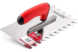 COMENSAL® Llana Dentada INOX - Llana Peine - para Colocación de Baldosas - Espátula Dentada - Mango Ergonomico - Made in EU - 12x12 mm