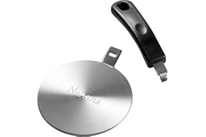 Nahana® Adaptador de Inducción Universal 14 cm con Mango Desmontable – Disco Difusor de Calor en Acero Inoxidable para Cocinas de Inducción, Gas y Vitrocerámicas - Plata