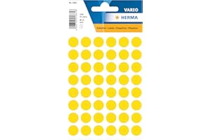 ‎HERMA HERMA 1861 Punktaufkleber Klebepunkte gelb, 240 Stück, Ø 13 mm, 48 pro Bogen, selbstklebend, Markierungspunkte für Kalender Planer Basteln, matt, blanko Papier Farbpunkte Etiketten Aufkleber