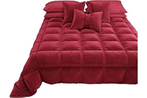 PETTI Artigiani Italiani - Trapunta in Morbido e Caldo Velluto 350 g/m², Piumone Matrimoniale, Double Face, Trapunta Matrimoniale: 260x270 cm, Bordeaux, 100% Made in Italy