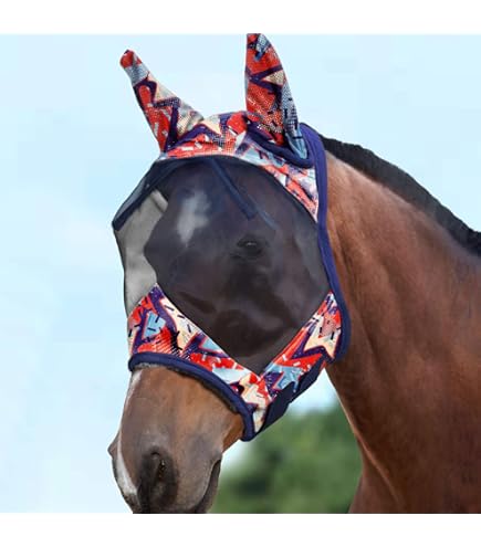 Maschera Anti-Mosche Per Cavallo Harrison Howard CareMaster - Protezione UV, Para Orecchie, Taglia L Nero
