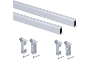 Emuca - Kit di asta appendiabiti ovale da armadio 750mm e supporti, Anodizzato opaco, Set di 2