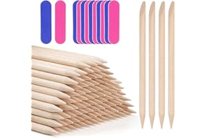 SVALOR 100 Stück Rosenholzstäbchen Maniküre,Doppelseitige Orange Holzstäbchen,Nagelhautschieber Holz Sticks für Maniküre Kunst Pediküre Nagelhautpflege.