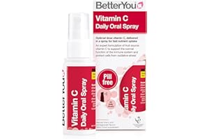 BetterYou Vitamin C Oral Spray, Fast Acting High Strength Vitamin C Supplement, Supports Immune System and Protect Cells from Oxidative Stress, 1-Month Supply, Natural Cherry & Pomegranate Flavour