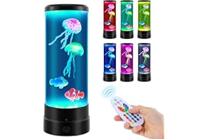 SENCU Lava Lamp Jellyfish, Aquarium Lamp with Remote Change Colours&4 Modes,Silent USB Operated Mood Light for Kids Bedroom Night Light Home Office Decorations Birthday Christmas Gifts, Black