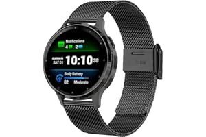VELULYX Metalowy pasek do Garmin Venu 2S/Venu 3S/Vivomove 3S/Vivoactive 4S, 18 mm pasek ze stali nierdzewnej do Fossil Ladies Gen 6/Fossil Ladies Gen 5E/Fossil Ladies Q Venture HR Gen 4/Gen 3