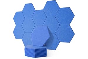 Rdutuok 12 Stück Akustik Panel,30x26x1cm Hexagon Akustik Absorber Schallschutzplatten Akustikpaneele Wand für Tonstudio, Büro,Studio und Wanddekoration Blau