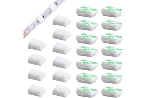 Augshy 60 PCS Light Strip Mounting Clips White Self Adhesive Led Light Fasteners Mounting Holder Cable Clamp Organizer for 10 mm Light Strip