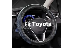 GIANT PANDA Funda para Volante de Piel sintética, Compatible con Volantes Redondos Toyota, Acolchado de Diamante+Azul