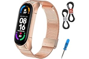 MIJOBS Correa de Metal para Xiaomi Band 6 Pulsera Miband 5/4/3 Correas de Reloj Miband 6 Correa de Acero Inoxidable Pulsera de Repuesto Compatibles con Xiaomi Mi Band 6/5/4/3 Correa de Metal